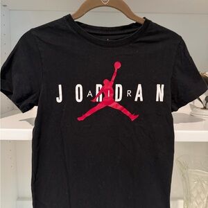 Jordan Black T-Shirt with Red Jumpman and White Lettering